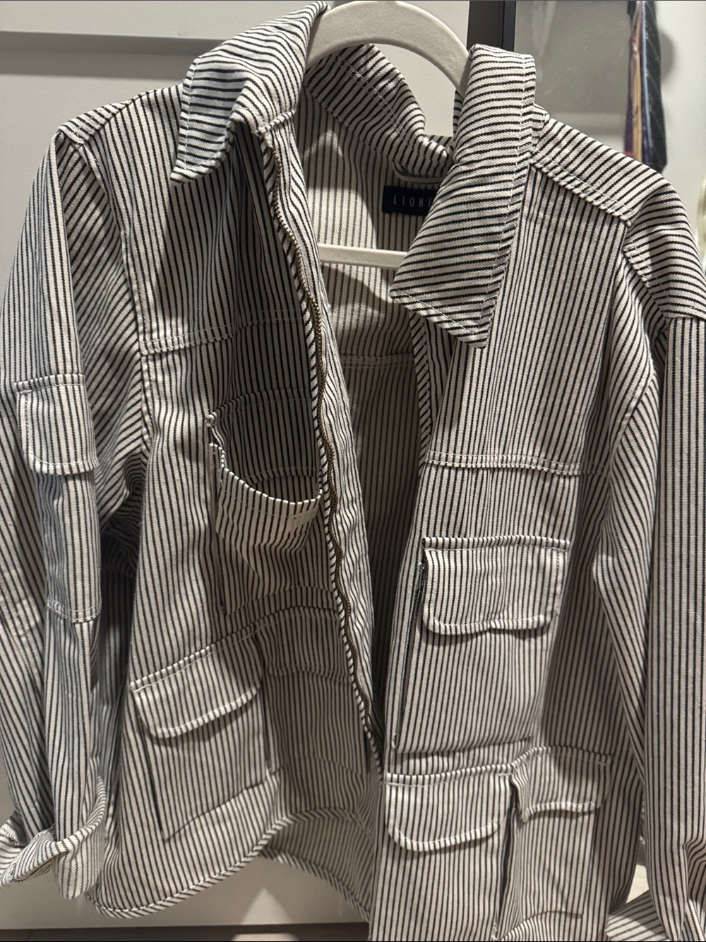 Lioness Black & White Striped Utility Jacket